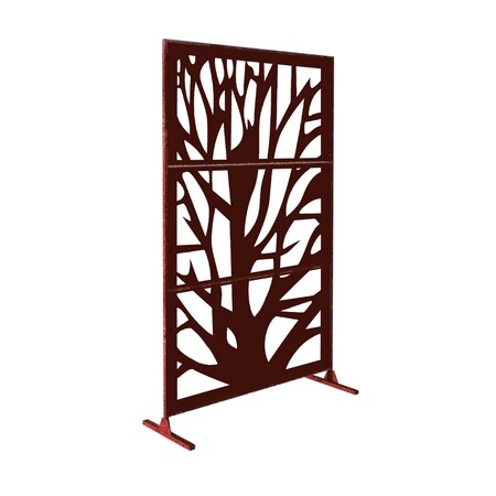 LaserCut Metal Privacy Fence, TreeInOne, Rust, 48x72/Set